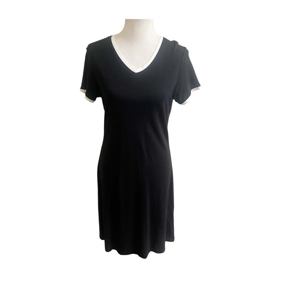 The Limited Dress Women's Large Black White Trim Short Sleeve Y2K Minimalist